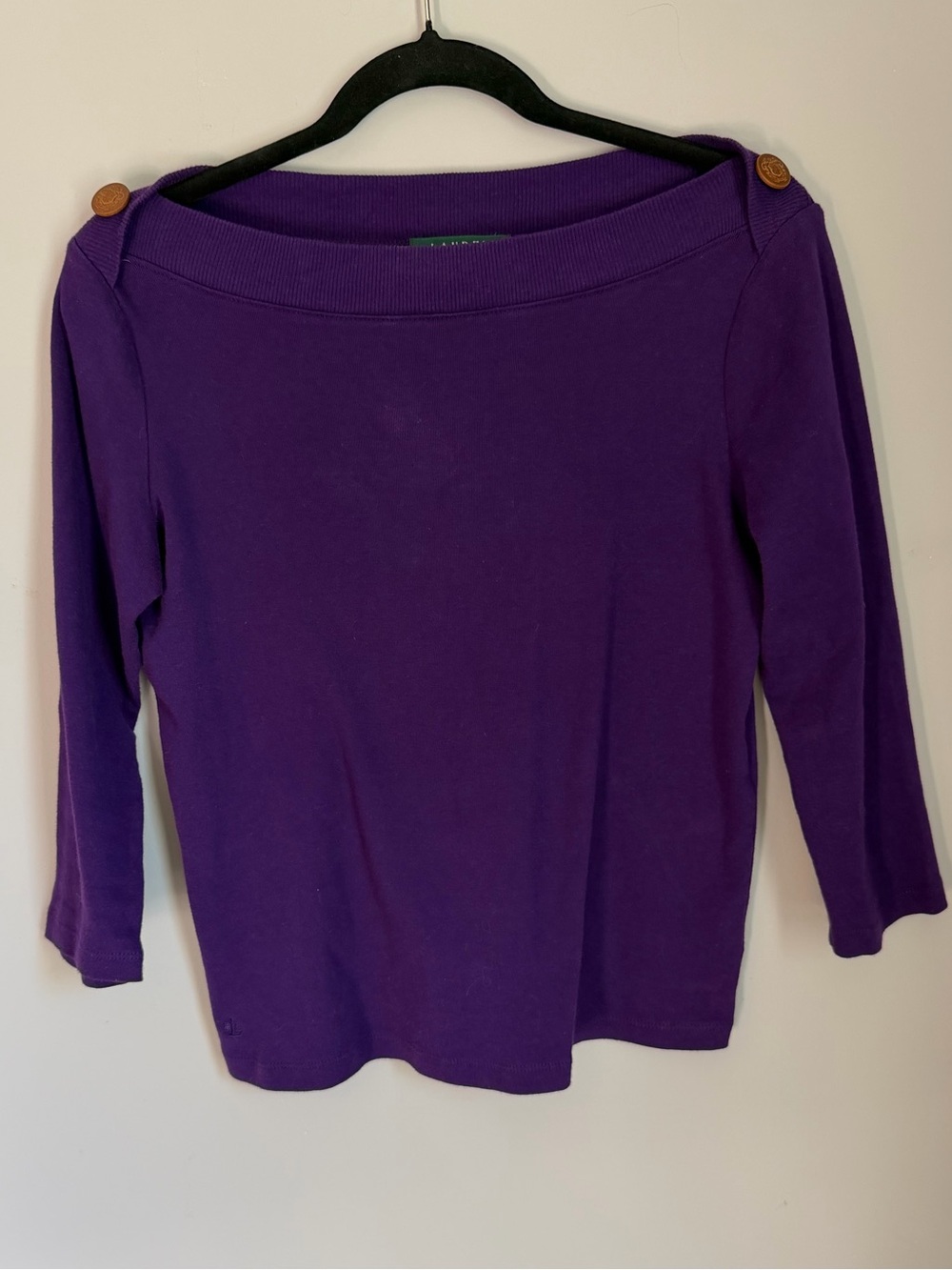Dark deep purple Ralph Lauren Boatneck with button detail